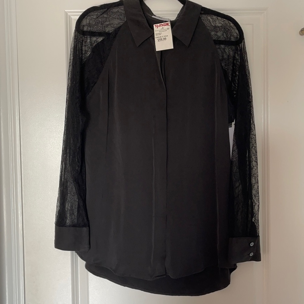 Equipment Silk Blouse with Lace Sleeves Size L